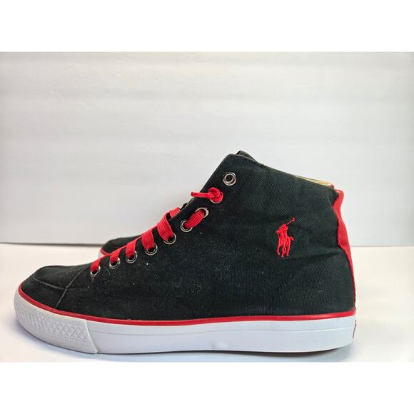 Polo Ralph Lauren Ballards High Men Canvas Chukka Boots Sz 9 D | Black - Picture 1 of 8